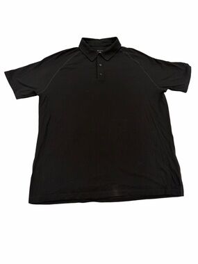 Woolx Summit Polo Shirt Mens Large Black Merino Wool Performance EUC
